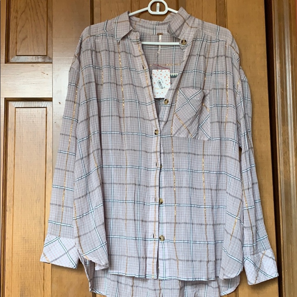 NWT Free People thin long flannel